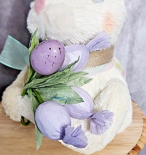 Sisal Straw Easter Bunny Rabbit Head Bust Figure 14" Straw Spring Eggs Bow NEW - Picture 10 of 11