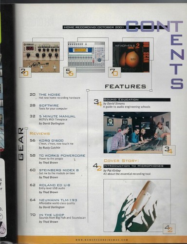 HOME RECORDING MAGAZINE OCT.2001.AMICROPHONES,TOP RECORDING SCHOOLS,NEW GEAR! - Bild 3 von 4