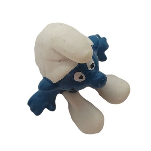 Vintage 1979 Peyo Schleich Sitting Smurf Figure PVC Hong Kong Large Face Variant - Picture 9 of 10
