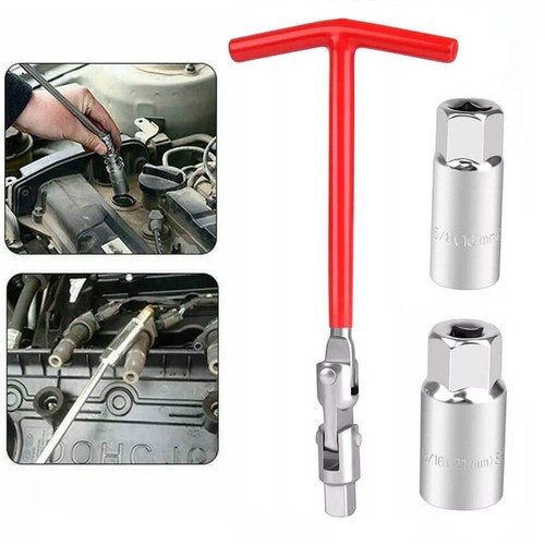 Spark Plug Removal Tool 16mm & 21mm T-Handle Flexible Spanner Socket Wrench Set - Picture 1 of 5