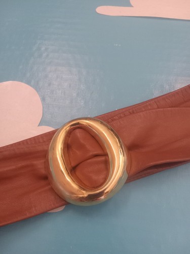 Belt 38" Womens Leather w/ Gold Buckle DAY-LOR Made in USA Vintage Retro 80's - Picture 6 of 16
