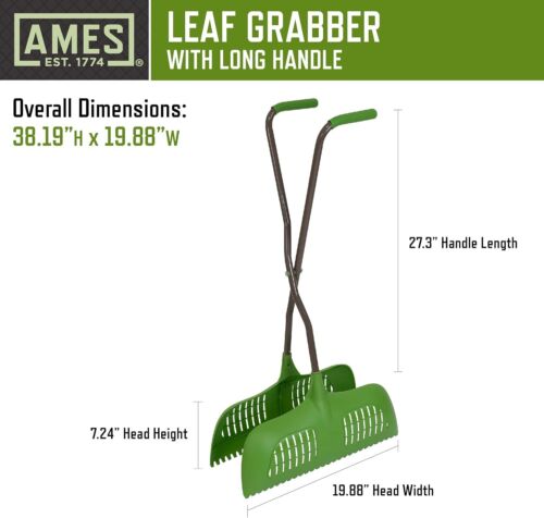 Long-handled, padded rake for picking up leaves, grass clippings, yard debris - Picture 7 of 16
