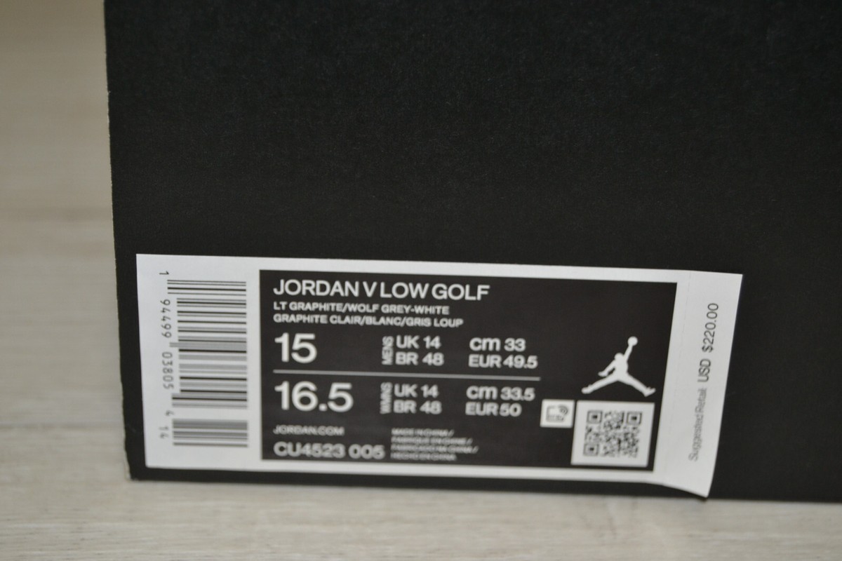 JORDAN V 5 LOW GOLF GOLF CLEATS GRAPHITE WOLF GREY Mens Size