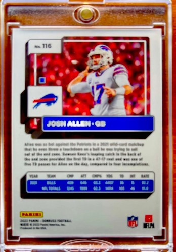 Josh Allen RARE GOLD REFRACTOR INVESTMENT CARD SSP PANINI BUFFALO BILLS MVP MINT - Picture 9 of 11