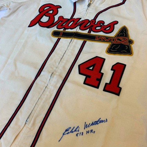 Beautiful Eddie Mathews "512 Home Runs" Signed Authentic Braves Jersey JSA COA - Picture 2 of 7