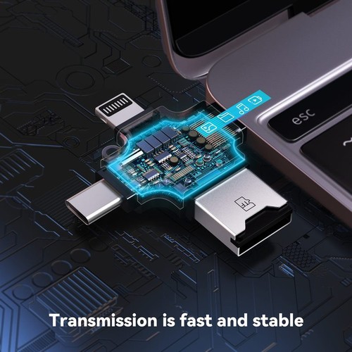 Ven-Dens 4 In 1 Mini USB OTG To USB 2.0 USB C microSD microSDXC TF Memory Card - Picture 3 of 7