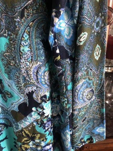 Isaac Mizrahi Live! Cardigan Women's Large Blue Floral Paisley L/S Cotton Nylon - Picture 9 of 15