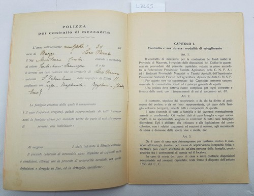 Patto colonico fascista per la provincia di Macerata agricoltori 1926 -3165 - Imagen 2 de 4