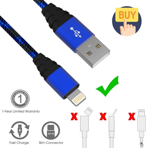 CableCord 6-Feet Nylon Braided USB Charging Cable Charge/Data Sync - Picture 3 of 6