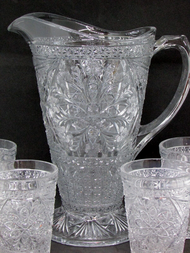 EAPG Rosette w/ Pinwheels, Indiana Glass #171 Pitcher & Cups - Picture 4 of 8