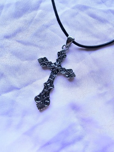 Collar colgante de cruz de calavera de motociclista gótico de acero inoxidable para hombre cadena para hombre 1243 - Imagen 2 de 3
