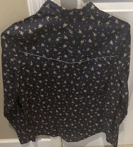 Free People Top Donna Stampa Floreale Blu con Accento Grigio/Piping Large L - Foto 4 di 9