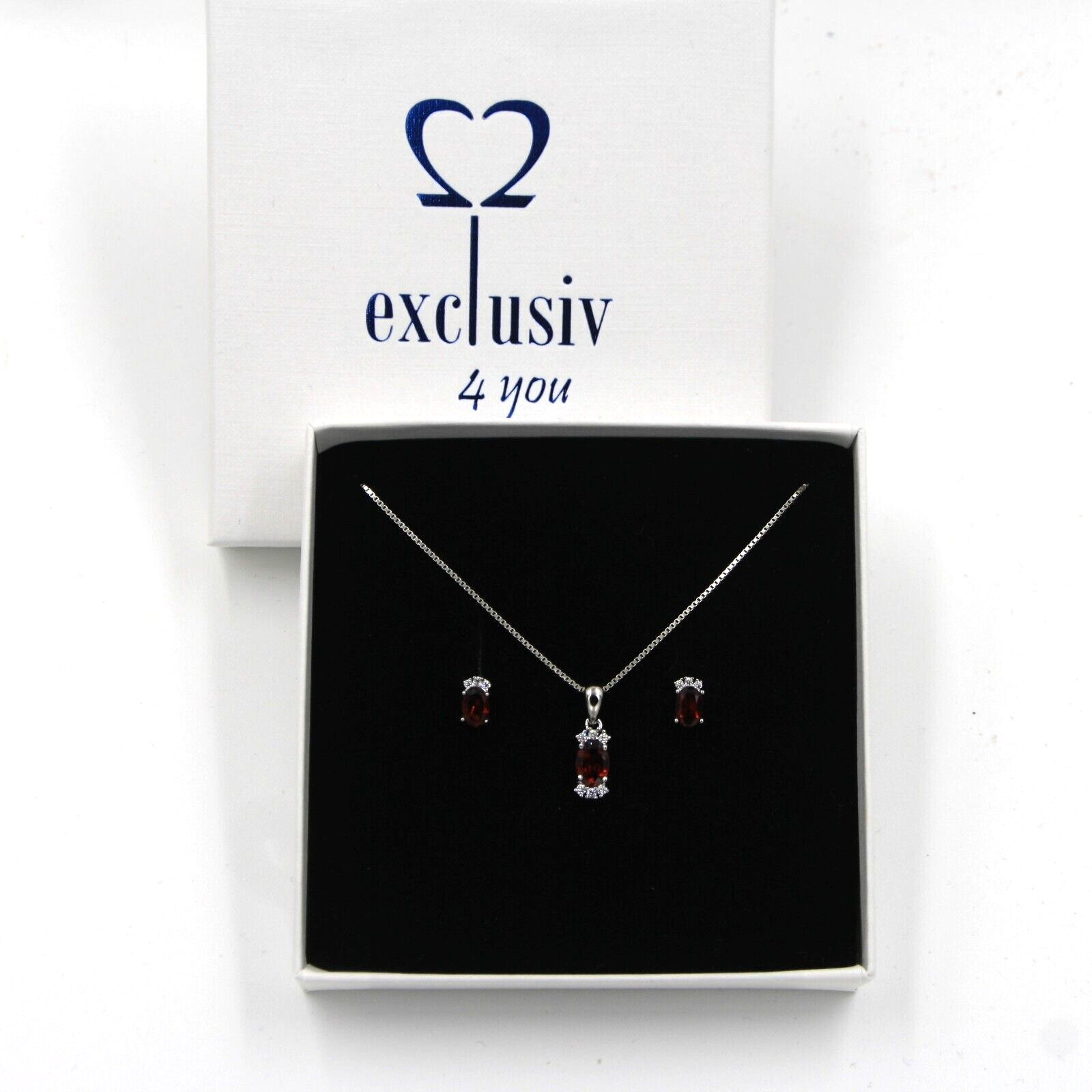 Roter Granat echter Edelstein Anhänger Kette Silber925, als Geschenk verpackt