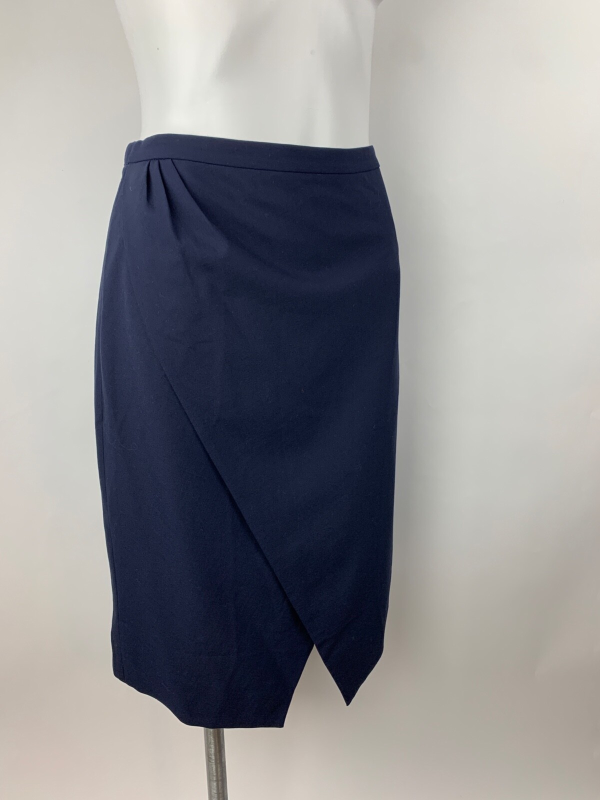NEW J. Crew 365 Navy Blue Petal Faux Wrap Pencil Skirt 8 Wool Stretch Blend