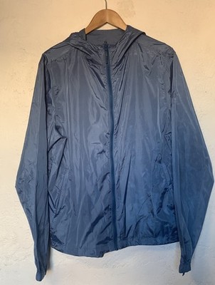 SIERRA DESIGNS RAIN JACKET MENS SZ M HOODED PACKABLE WINDBREAKER FULL ZIP BLUE