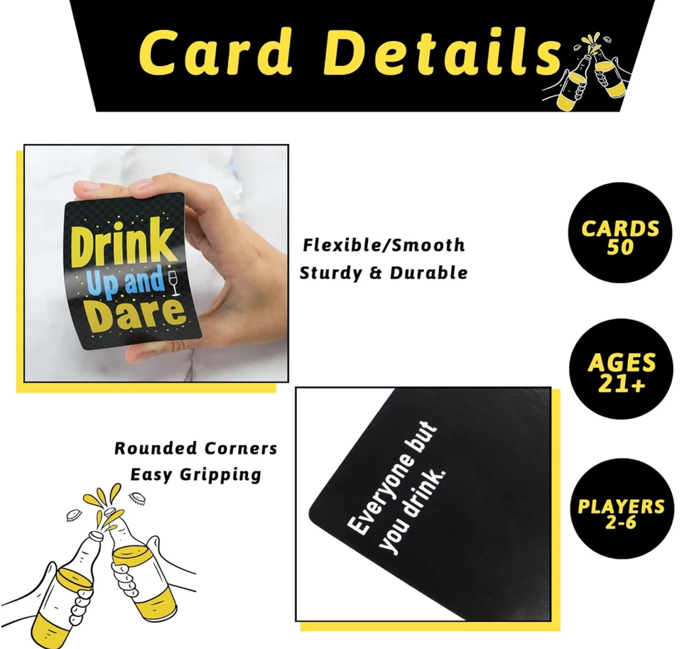 Jogos de beber e ousar beber para adultos - 50 cartões de jogo engraçados para noite de jogo - Imagem 2 de 4