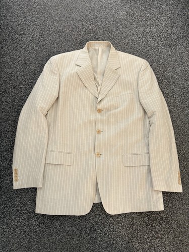 Blazer chaqueta deportiva Ted Lapidus vintage para hombre lino algodón beige sin forro 54 44 - Imagen 4 de 12