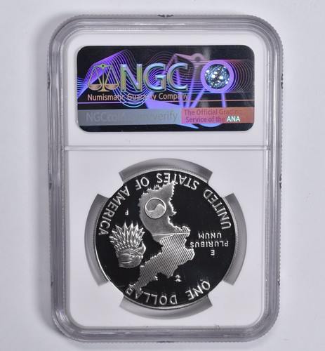Proof 9.9 1991-P Korean War Commemorative Dollar NGC X NGCX *9226 - Picture 2 of 5
