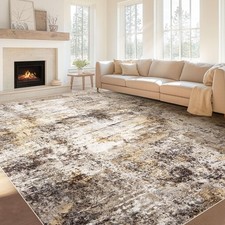 8x10 Area Rugs for Living Room: Washable Neutral Abstract Rug Large Soft Mode...