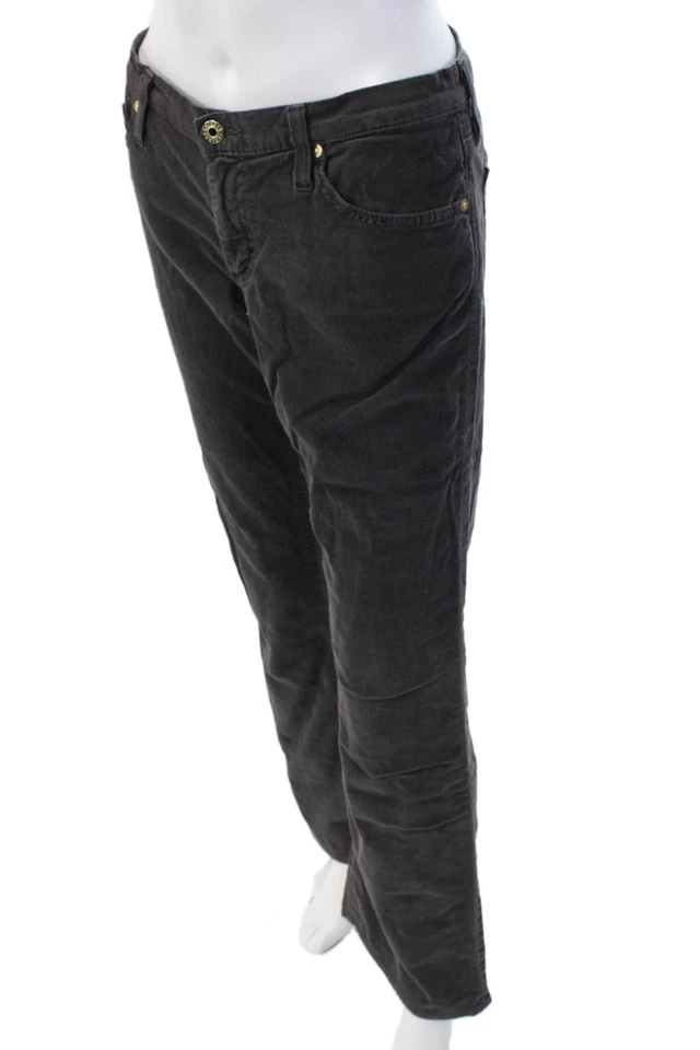 Pantalones de pana AG para mujer con cinco bolsillos cierre de botones bootcut gris talla 29 Foto 2 de 4