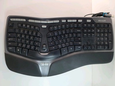 Microsoft Natural Ergonomic USB Wired Keyboard 4000 V1.0 Black KU-0462 Tested
