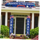 4th of July Banner American Flag Patriotic Soldier Porch Sign Banners