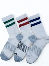 3 Pairs Bombas Stripe Quarter Socks Size Large 8-12