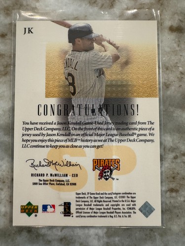 Jason Kendall 2001 SP Game Used Jersey Relic Pittsburgh Pirates - Picture 2 of 4
