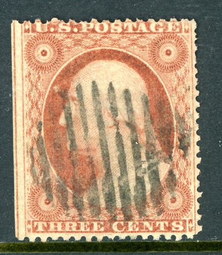 USA 1857 Washington 3¢ Dull Red Scott #26 VFU O640 - Picture 1 of 6