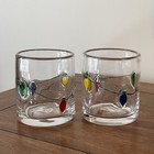 Christmas Tree Colored Lights Inlay Double Old-Fashioned Glasses-Set of 2-NEW