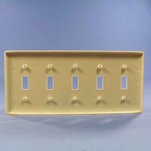 Hubbell NP5I Elfenbein 5-Gang Kippschalter unzerbrechlich Nylon Standard Wandplatte - Bild 3 von 4
