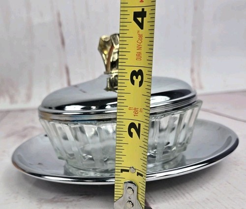 Kromex Lazy Susan Glass Dip Bowl Replacement Lid Relish Dish Vtg Original Box - Picture 15 of 20