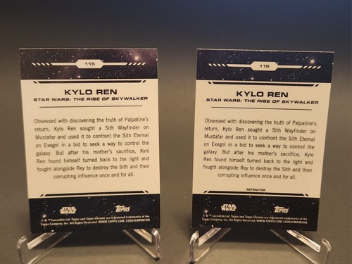 Lotto 2 carte Topps Chrome Star Wars 2024 - Kylo Ren - 1 base - 1 rifrattore - Foto 2 di 2