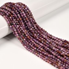 Natural Ruby Faceted Round Beads Size 3.5-4mm 15.5'' Strand