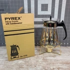 Vtg Pyrex 8 Cup Glass Carafe With Candlewarmer No. 4708 Atomic Diamond