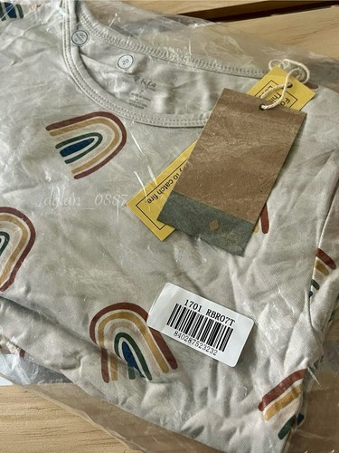 *New In Bag* Kyte Baby 7T Long Sleeve Pajamas In Rust Rainbow On Oat (Limited) - Picture 2 of 5