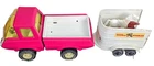 Vintage Pink Tonka Pickup Truck and Stables Horse Trailer, Horses, Pressed Steel