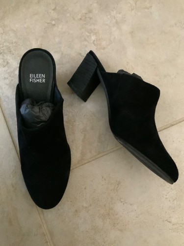 Eileen Fisher Gest Black Suede Mules 7.5 MSRP $195 - Picture 2 of 5