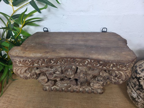 Vintage Antique Indian Hand Carved Architectural Wall Shelf Plant Stand Plinth - Picture 4 of 9