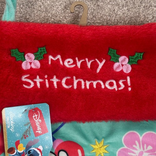 Disney Stitch Merry Christmas Happy Holidays Strumpf rot Plüsch Top - Bild 3 von 5
