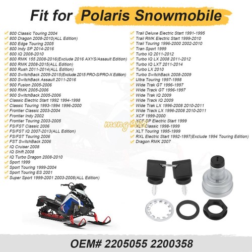 Ignition Switch 2 Keys for Polaris Snowmobile IQ Indy Touring 2200358 2205055 @ - Picture 4 of 12