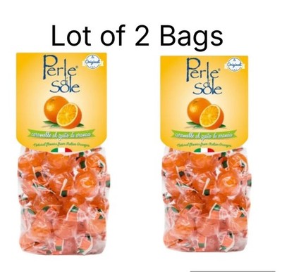 2 Bags 10.5 Oz Ea/ 21 Oz Total Perle Di Sole Hard Candies Orange Flavored