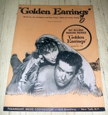 Golden Earrings Film Sheet Music - Ray Milland, Marlene Dietrich 1946