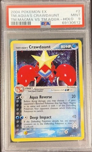2004 Pokémon EX Team Magma Vs. Team Aqua 2 Team Aqua’s Crawdaunt Holo PSA 9 Mint