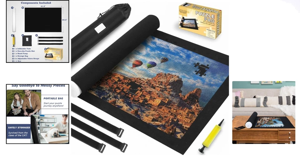 Alfombra rompecabezas de fieltro antideslizante con tubo inflable: solución de almacenamiento fácil de 2000 piezas Foto 2 de 4