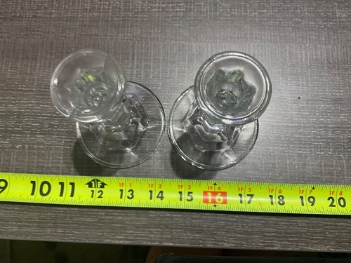 Vintage Kerzenständer/-halter aus klarem Kristallglas 2er Set - Bild 3 von 6