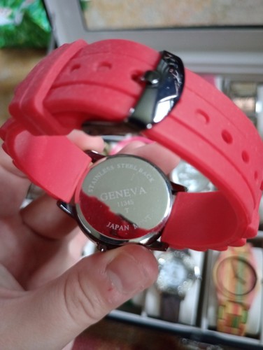 Geneva Bold Black And Red Women's Watch - Picture 4 of 4