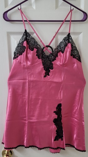 VTG NWOT FREDERICK'S OF HOLLYWOOD Nightie Chemise Slip Pink Satin Medium - Picture 9 of 13