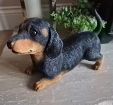 Cute Black and Tan Dachshund Ornament, Playful Puppy Dog Figurine