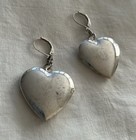 Vintage Silver Puffy Heart Locket Earrings — photo 3